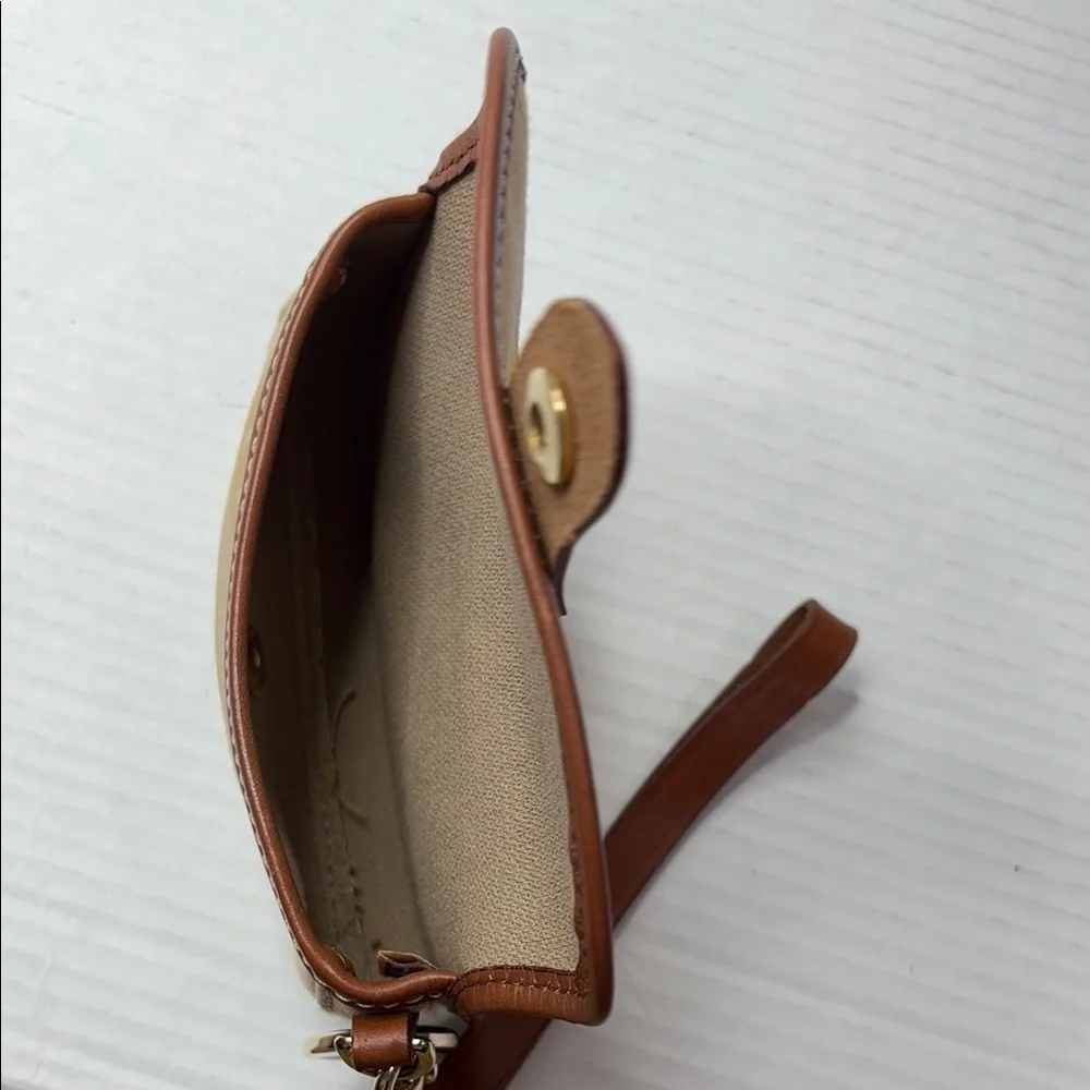 DOONEY & BOURKE Vintage Signature Brown Canvas Leather Monogram Wristlet